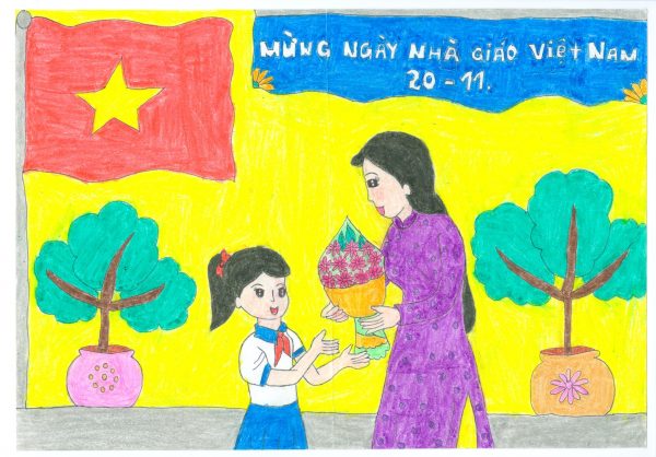 Tranh vẽ của học sinh tặng thầy cô Ngày nhà giáo Việt Nam 2011  TH Gia  Thụy