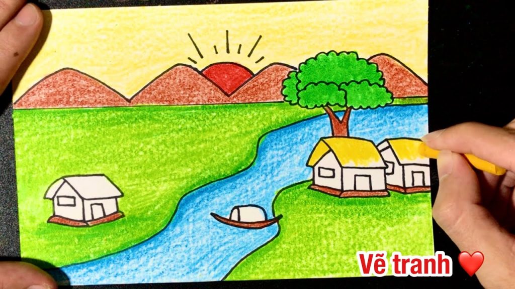 Hướng dẫn vẽ tranh phong cảnh quê hương lớp 9 đơn giản